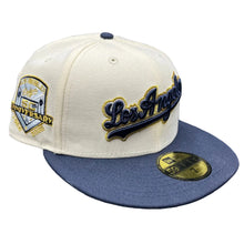 Load image into Gallery viewer, New Era 5950 LA Dodgers Script Ice Dogs in Chrome/Nightshift Navy - 818 Exclusive