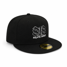 Load image into Gallery viewer, New Era 5950 818 Skate Shop Outline in Black