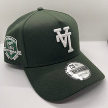 Load image into Gallery viewer, New Era 940 A-Frame Upsidedown LA Dodgers 50th Anniversary Patch Snapback in Dark Seaweed