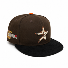 Load image into Gallery viewer, New Era 5950 Houston Astros Out of Season 2005 World Series Patch in Walnut/Black Suede/Orange Rush - 818 Exclusive