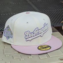 Load image into Gallery viewer, New Era 5950 LA Dodgers Script “Girl Dad” in Chrome/Pink/Lavender - 818 Exclusive