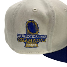 Load image into Gallery viewer, New Era 5950 LA Dodgers 2024 World Series Champions Patch in Chrome/Metallic Royal - 818 Exclusive