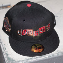 Load image into Gallery viewer, New Era 5950 LA Dodgers “The Slasher” Ransom Note Script in Black/Metallic Copper - 818 Exclusive