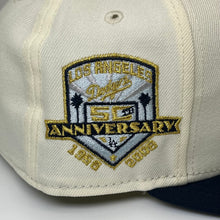 Load image into Gallery viewer, New Era 5950 LA Dodgers Script Ice Dogs in Chrome/Nightshift Navy - 818 Exclusive