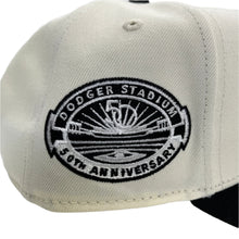 Load image into Gallery viewer, New Era 940 A-Frame Los Angeles Dodgers 50th Anniversary Stadium Patch Snapback in Chrome/Black
