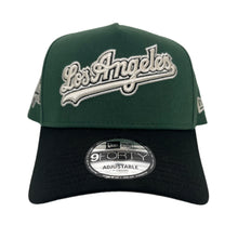 Load image into Gallery viewer, New Era 940 A-Frame Los Angeles Dodgers Script 2024 World Series Champions Patch in Mountain Pine Green/Black - 818 Exclusive