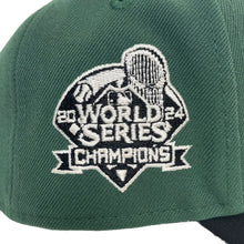 Load image into Gallery viewer, New Era 940 A-Frame Los Angeles Dodgers Script 2024 World Series Champions Patch in Mountain Pine Green/Black - 818 Exclusive