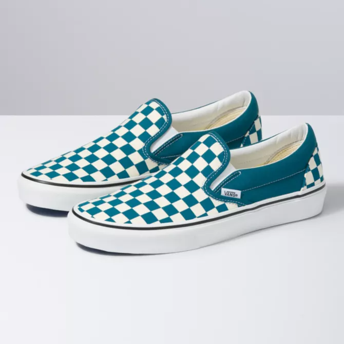 Womens teal checkered vans Clearance