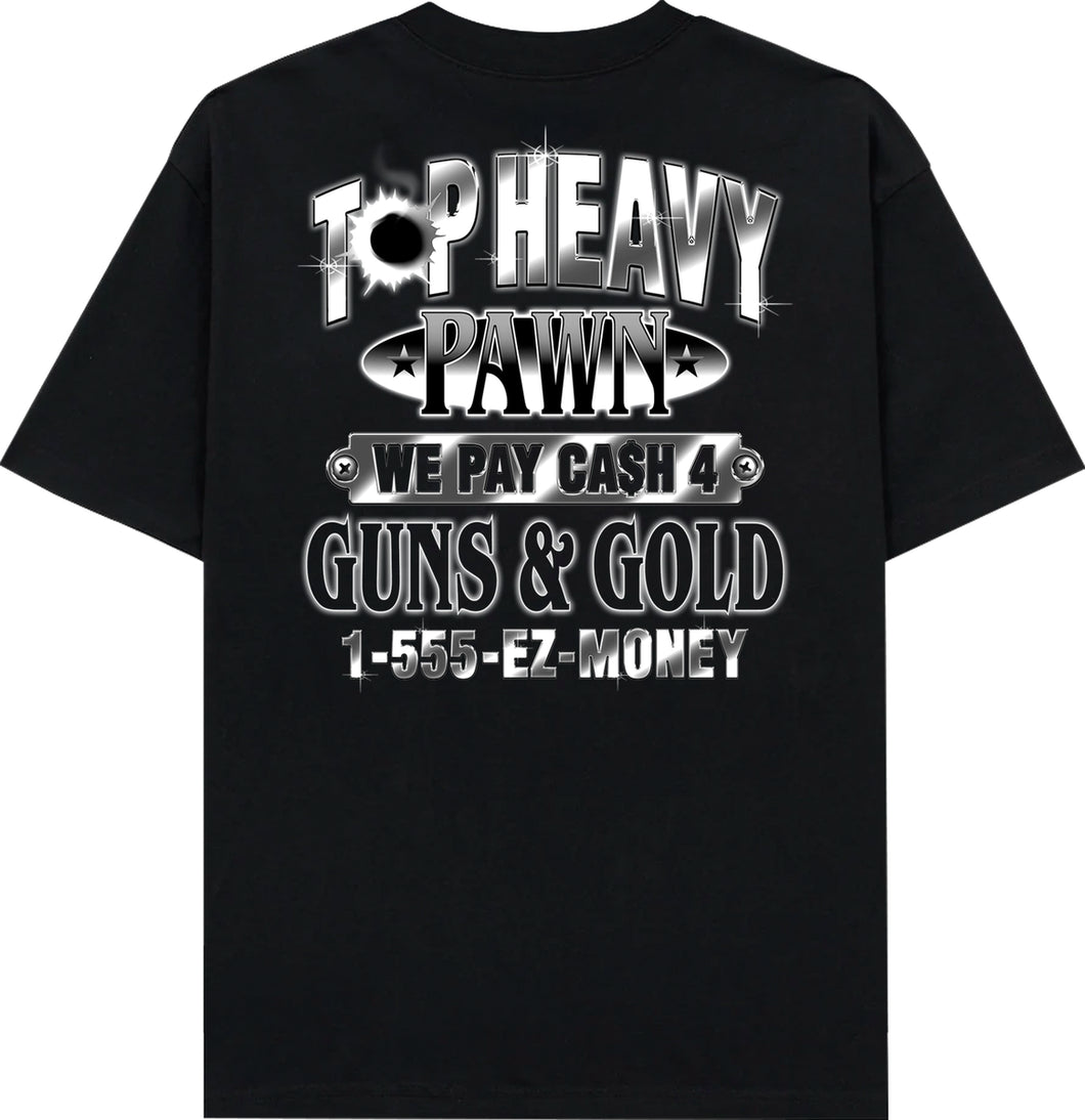 Top Heavy Pawned Tee in Black