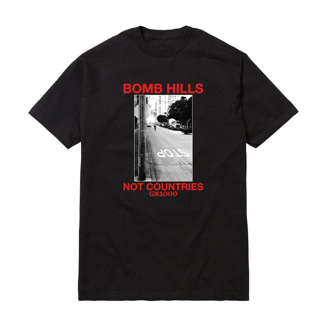 GX1000 Bomb Hills Not Countries Tee in Black/Red