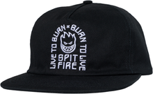 Load image into Gallery viewer, Spitfire Live To Burn Arch Snapback in Black/White
