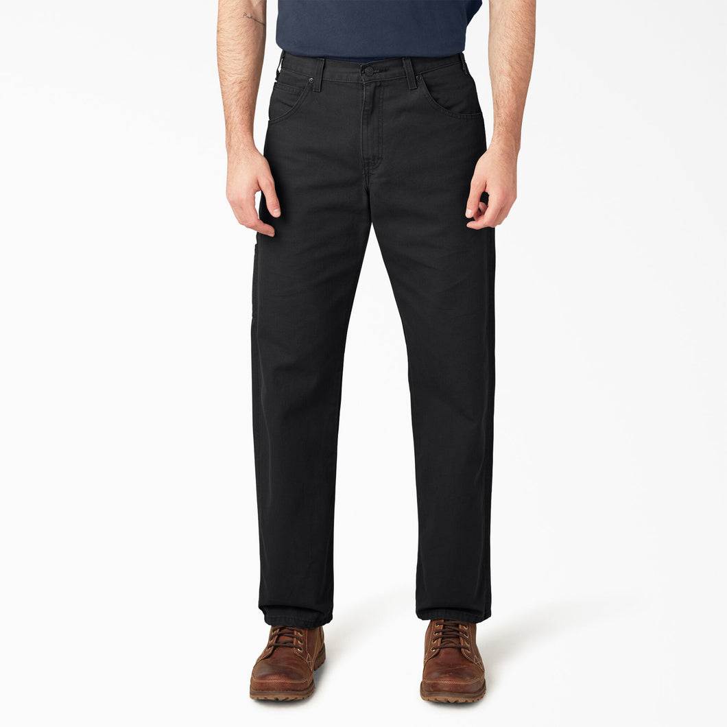 Dickies Relaxed Fit Heavyweight Duck Carpenter Pants in Rinsed Black