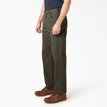 Load image into Gallery viewer, Dickies Relaxed Fit Heavyweight Duck Carpenter Pants in Rinsed Moss Green
