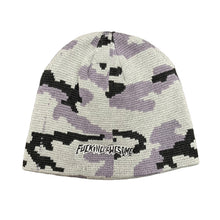 Load image into Gallery viewer, FA Emroidered Stamp Logo Skully Beanie in Blue Camo
