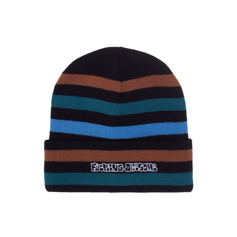 FA Wanto Striped Cuff Beanie in Black