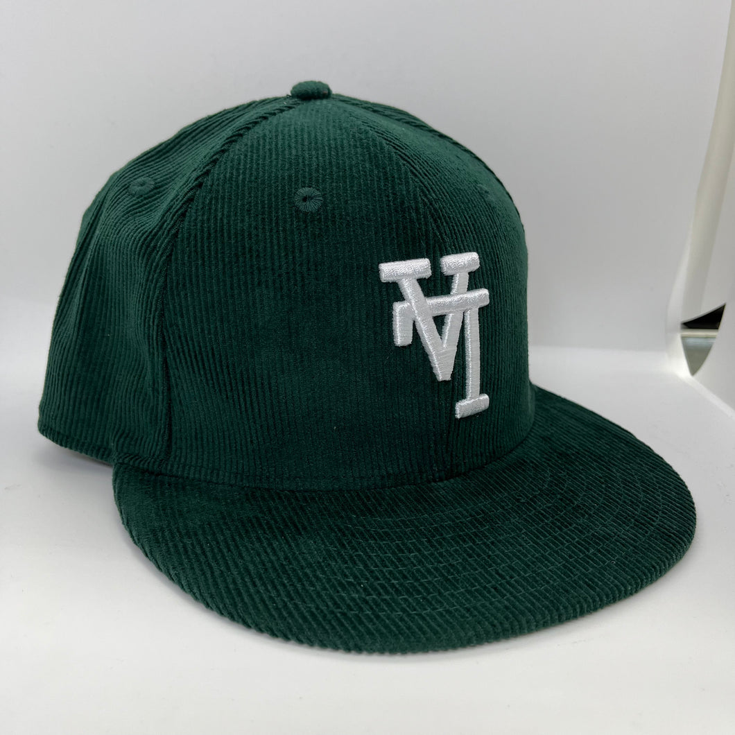 New Era 59Fifty Upsidedown LA Dodgers in Dark Green Corduroy
