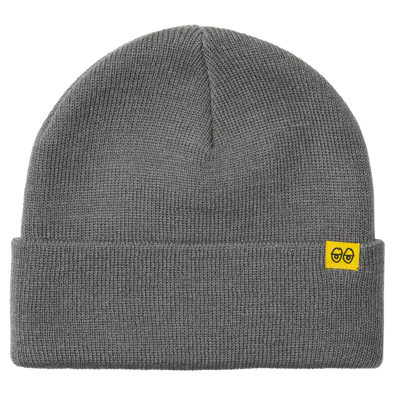 Krooked Eyes Clip Cuff Beanie in Grey/Yellow