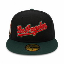 Load image into Gallery viewer, New Era 5950 LA Dodgers Script “La Bandera” in Black/Green/Red - 818 Exclusive
