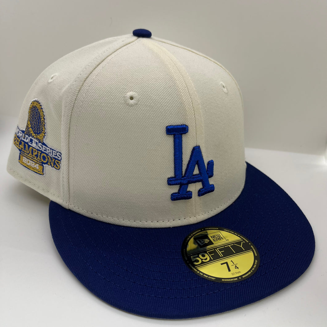 New Era 5950 LA Dodgers 2024 World Series Champions Patch in Chrome/Metallic Royal