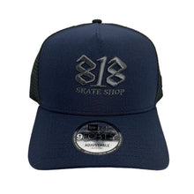 Load image into Gallery viewer, New Era 940 A-Frame 818 Skate Shop Trucker Snapback in Nightshift Navy/Black
