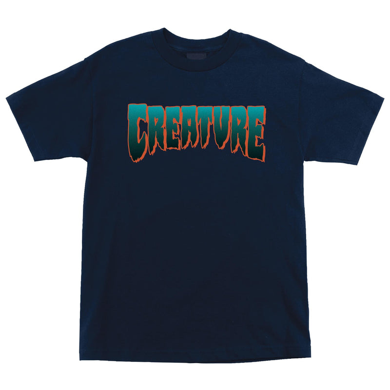 Creature Logo Tee in Navy with Teal