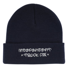 Load image into Gallery viewer, Independent ITC Street Script Long Shoreman Beanie in Navy
