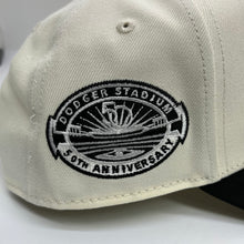 Load image into Gallery viewer, New Era 940 A-Frame LA Dodgers 50th Anniversary Stadium Patch Snapback in Chrome/Black
