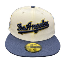 Load image into Gallery viewer, New Era 5950 LA Dodgers Script Ice Dogs in Chrome/Nightshift Navy - 818 Exclusive
