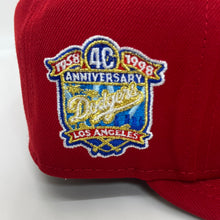 Load image into Gallery viewer, New Era 5950 Upsidedown LA Dodgers 40 Year Anniversary Patch in Scarlet
