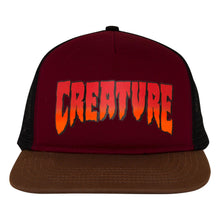 Load image into Gallery viewer, Creature Logo Mesh Trucker Hat in Burgandy/Brown
