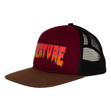 Load image into Gallery viewer, Creature Logo Mesh Trucker Hat in Burgandy/Brown
