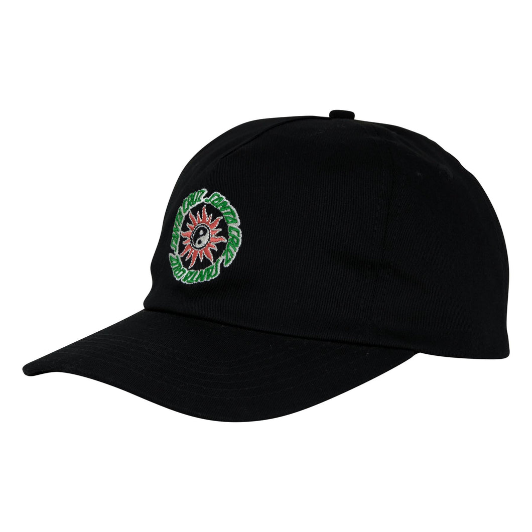Santa Cruz Sol Spiral Snapback Unstructured Hat in Black