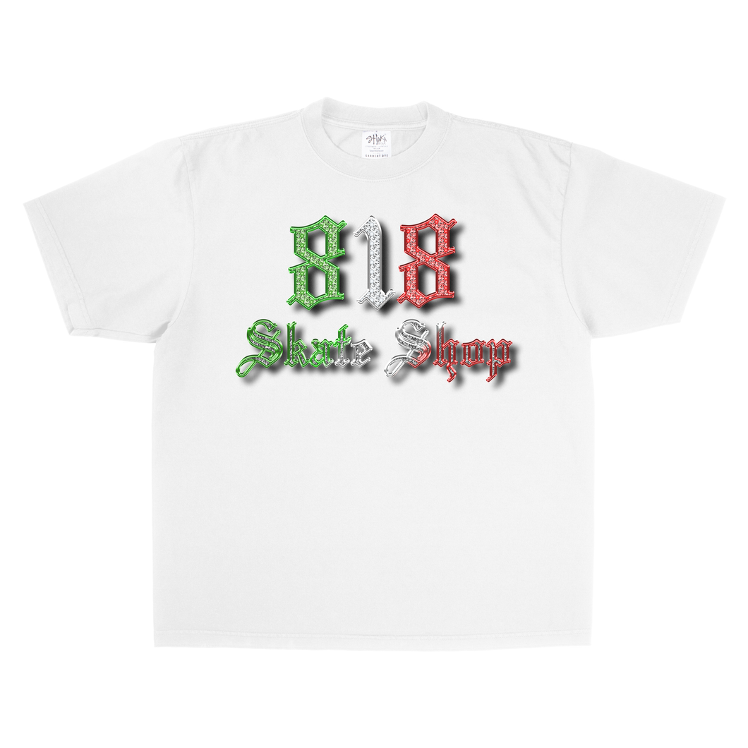 818 Skate Shop Iced Out Mexico Tee in White
