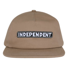 Load image into Gallery viewer, Independent Bar Logo Snapback Unstructured Hat in Khaki
