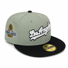 Load image into Gallery viewer, New Era 5950 LA Dodgers Script 2024 World Series Champions Patch in Everest Green/Black - 818 Exclusive
