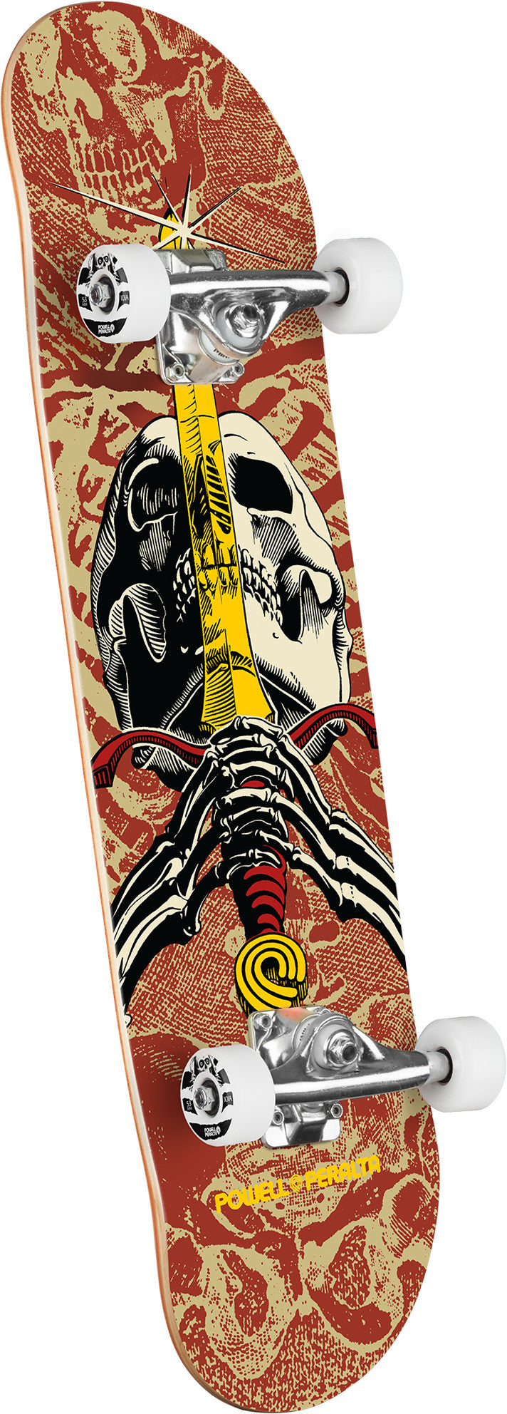 Powell Peralta Skull & Sword Khaki/Burgundy Complete Skateboard 7.5