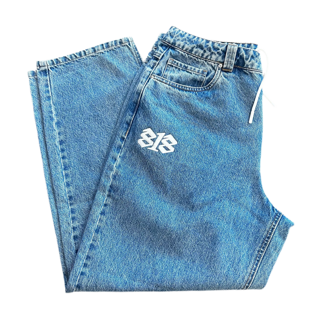 818 Skate Denim Drawstring Pants in Light Blue