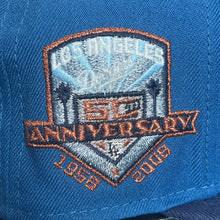 Load image into Gallery viewer, New Era 5950 LA Dodgers Kanji Script “Blue Eyes White Dragon” 50th Anniversary Side Patch in Indigo/Nightshift Navy - 818 Exclusive

