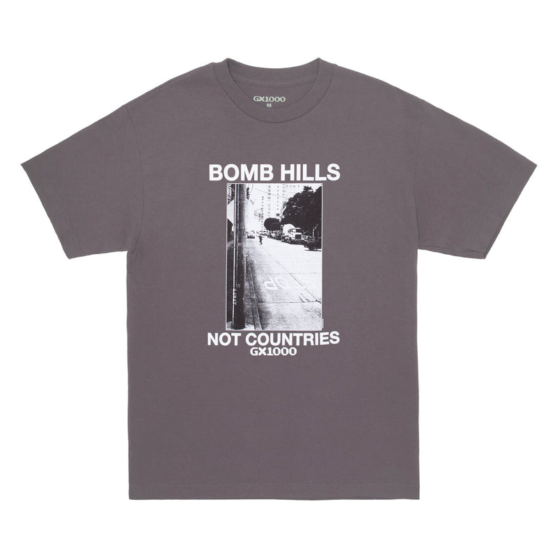 GX1000 Bomb Hills Not Countries Tee in Charcoal