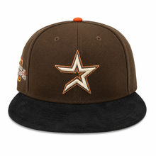 Load image into Gallery viewer, New Era 5950 Houston Astros Out of Season 2005 World Series Patch in Walnut/Black Suede/Orange Rush - 818 Exclusive
