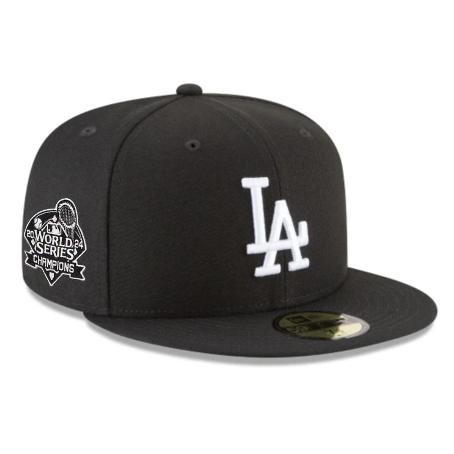 New Era 5950 LA Dodgers 2024 World Series Patch in Black