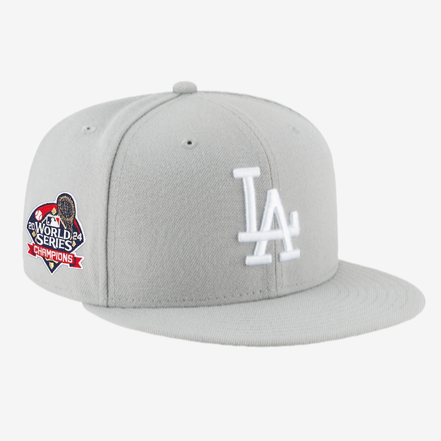 New Era 5950 LA Dodgers 2024 World Series Patch in Basic Gray