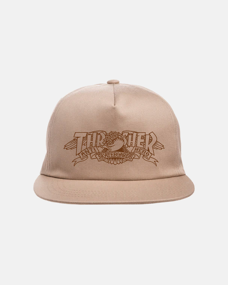 Thrasher x Antihero Mag Banner Snapback in Khaki