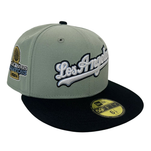 New Era 5950 Los Angeles Dodgers Script 2024 World Series Champions Patch in Everest Green/Black