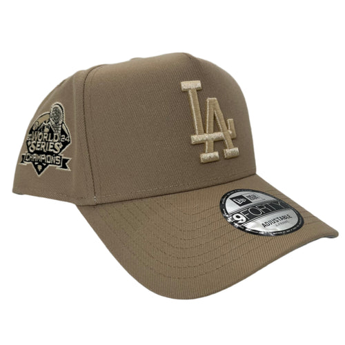 New Era 940 A-Frame Los Angeles Dodgers 2024 World Series Champions Patch in Camel