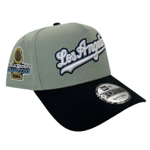 Load image into Gallery viewer, New Era 940 A-Frame Los Angeles Dodgers Script 2024 World Series Champions Patch in Everest Green/Black - 818 Exclusive
