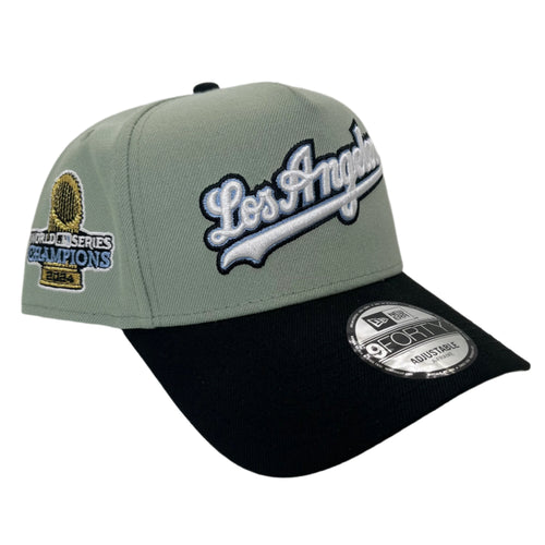 New Era 940 A-Frame Los Angeles Dodgers Script 2024 World Series Champions Patch in Everest Green/Black - 818 Exclusive