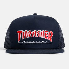 Load image into Gallery viewer, Thrasher Mag Outlined Logo Mesh Cap in Navy
