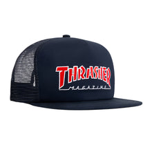 Load image into Gallery viewer, Thrasher Mag Outlined Logo Mesh Cap in Navy
