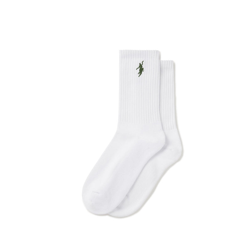 Polar Skate Co. No Comply Ribbed Socks in White/Army Green